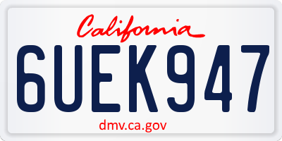 CA license plate 6UEK947