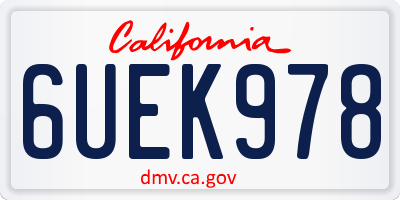 CA license plate 6UEK978