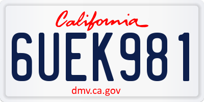 CA license plate 6UEK981