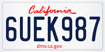 CA license plate 6UEK987