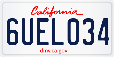 CA license plate 6UEL034