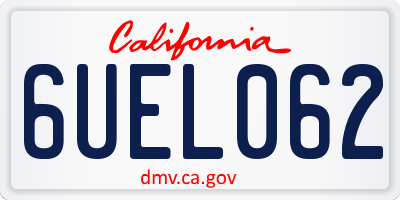 CA license plate 6UEL062