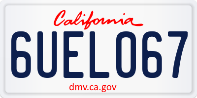 CA license plate 6UEL067