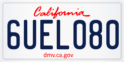 CA license plate 6UEL080