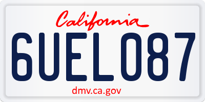 CA license plate 6UEL087
