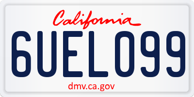 CA license plate 6UEL099
