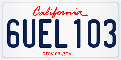 CA license plate 6UEL103
