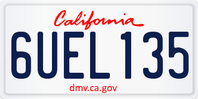 CA license plate 6UEL135