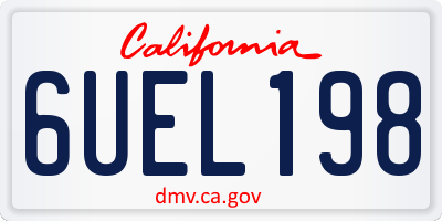 CA license plate 6UEL198