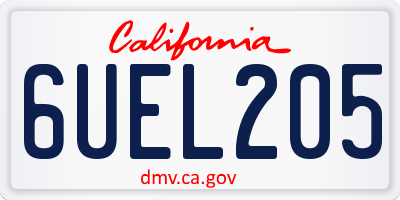 CA license plate 6UEL205