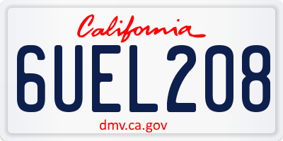 CA license plate 6UEL208