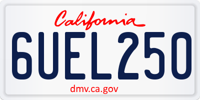 CA license plate 6UEL250