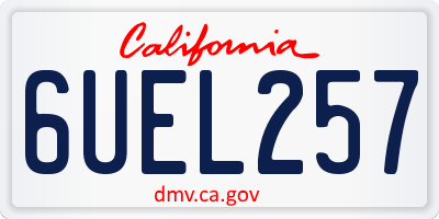 CA license plate 6UEL257