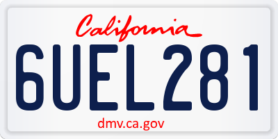 CA license plate 6UEL281