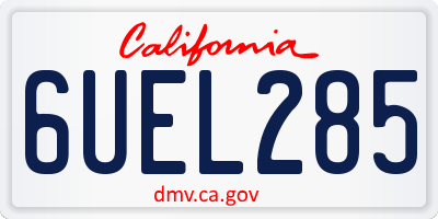 CA license plate 6UEL285