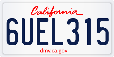 CA license plate 6UEL315