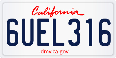 CA license plate 6UEL316