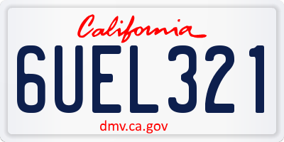 CA license plate 6UEL321