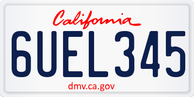 CA license plate 6UEL345