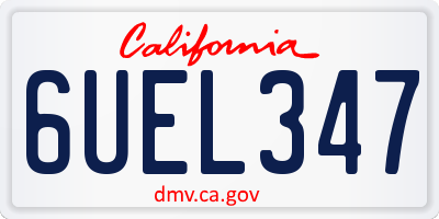 CA license plate 6UEL347