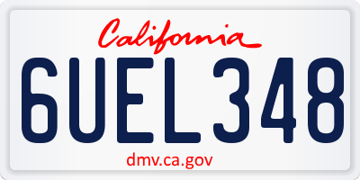CA license plate 6UEL348