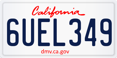 CA license plate 6UEL349