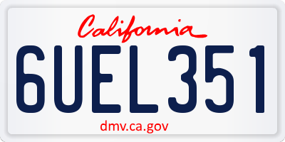 CA license plate 6UEL351