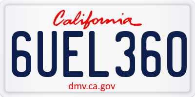 CA license plate 6UEL360