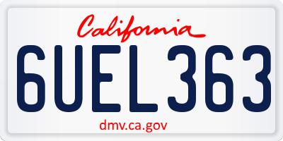 CA license plate 6UEL363