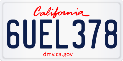 CA license plate 6UEL378