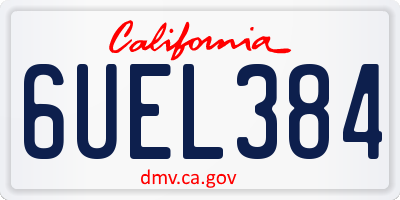 CA license plate 6UEL384