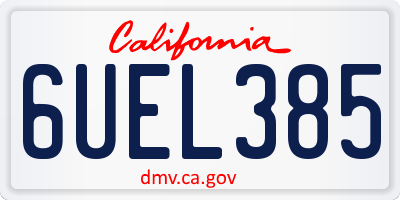 CA license plate 6UEL385