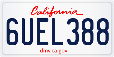 CA license plate 6UEL388