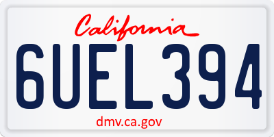 CA license plate 6UEL394