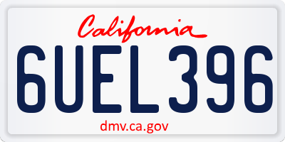 CA license plate 6UEL396