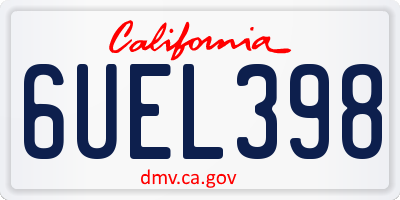 CA license plate 6UEL398
