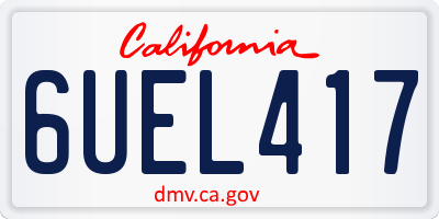 CA license plate 6UEL417