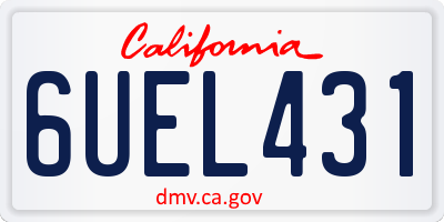 CA license plate 6UEL431