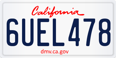 CA license plate 6UEL478