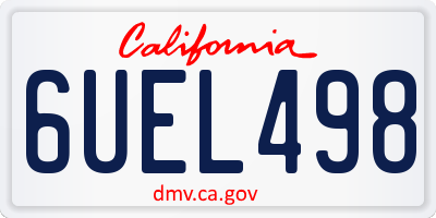 CA license plate 6UEL498
