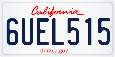 CA license plate 6UEL515