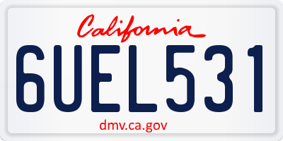 CA license plate 6UEL531