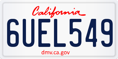 CA license plate 6UEL549