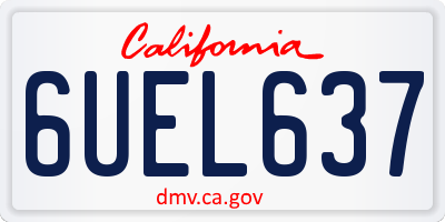 CA license plate 6UEL637