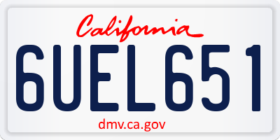 CA license plate 6UEL651