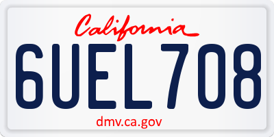 CA license plate 6UEL708