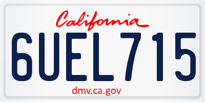 CA license plate 6UEL715