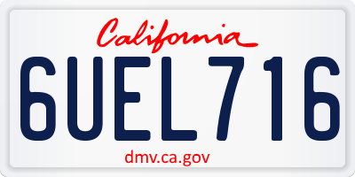 CA license plate 6UEL716