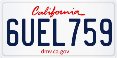 CA license plate 6UEL759