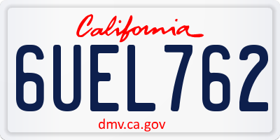 CA license plate 6UEL762